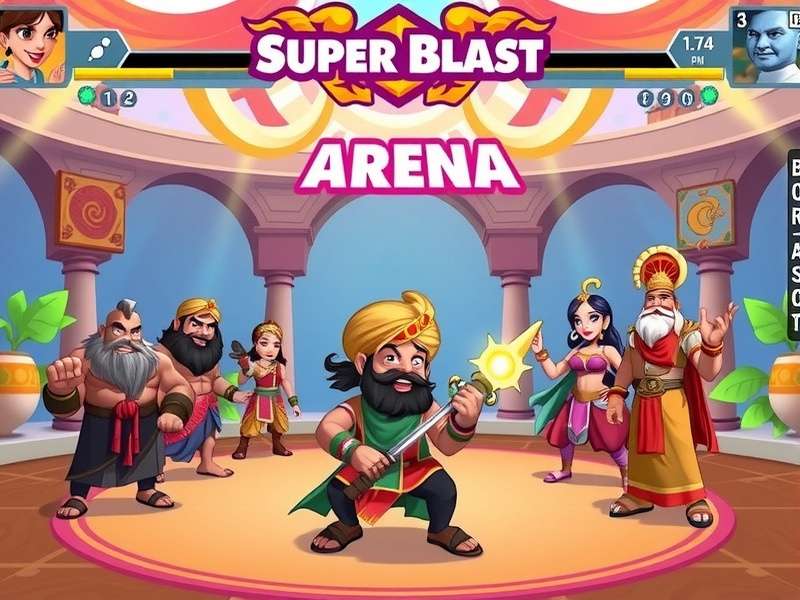 Super Blast Arena colorful battle arena with Indian-themed elements